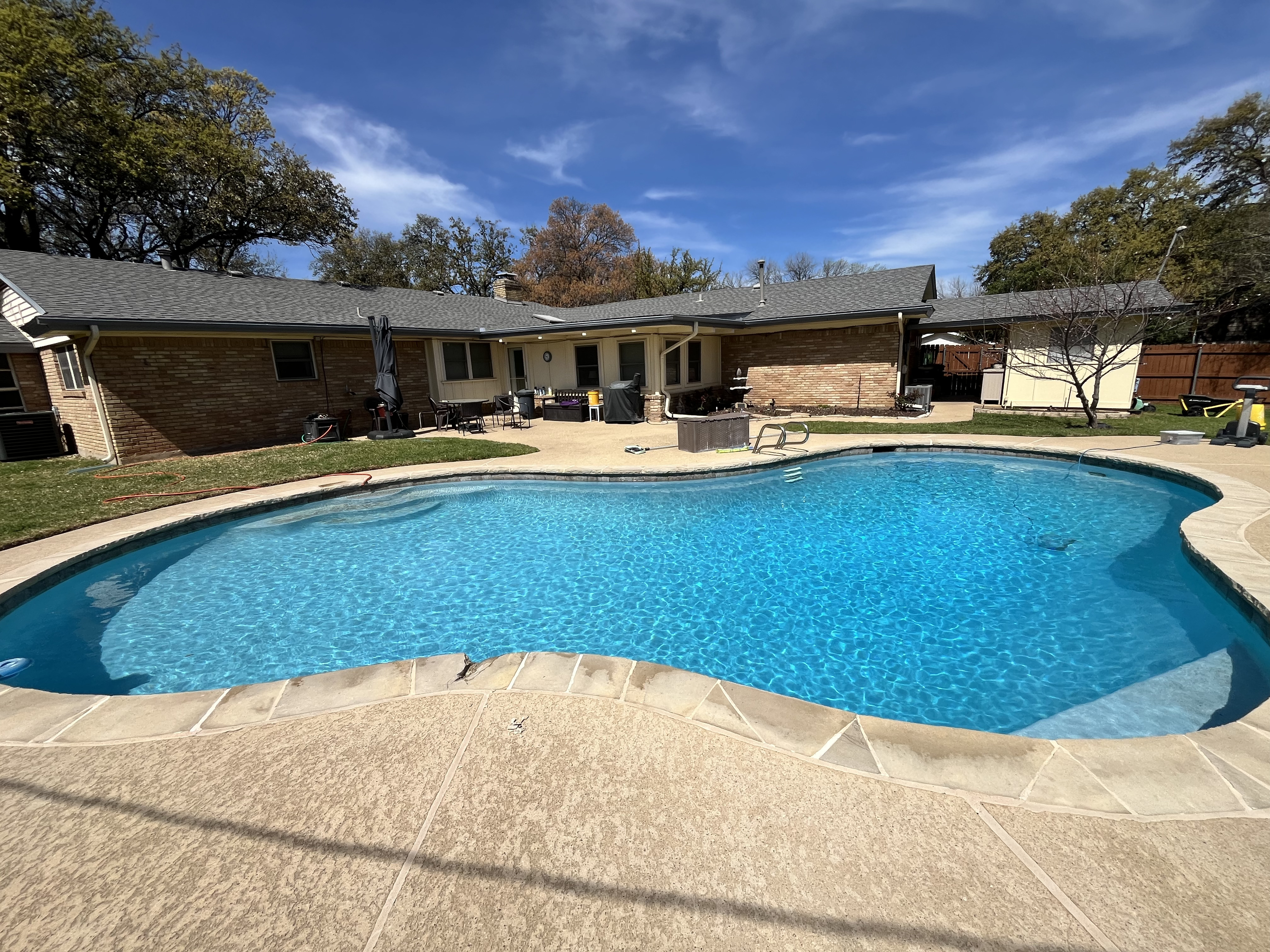 Pool with seasonal debris, Weekly Pool Cleaning Arlington