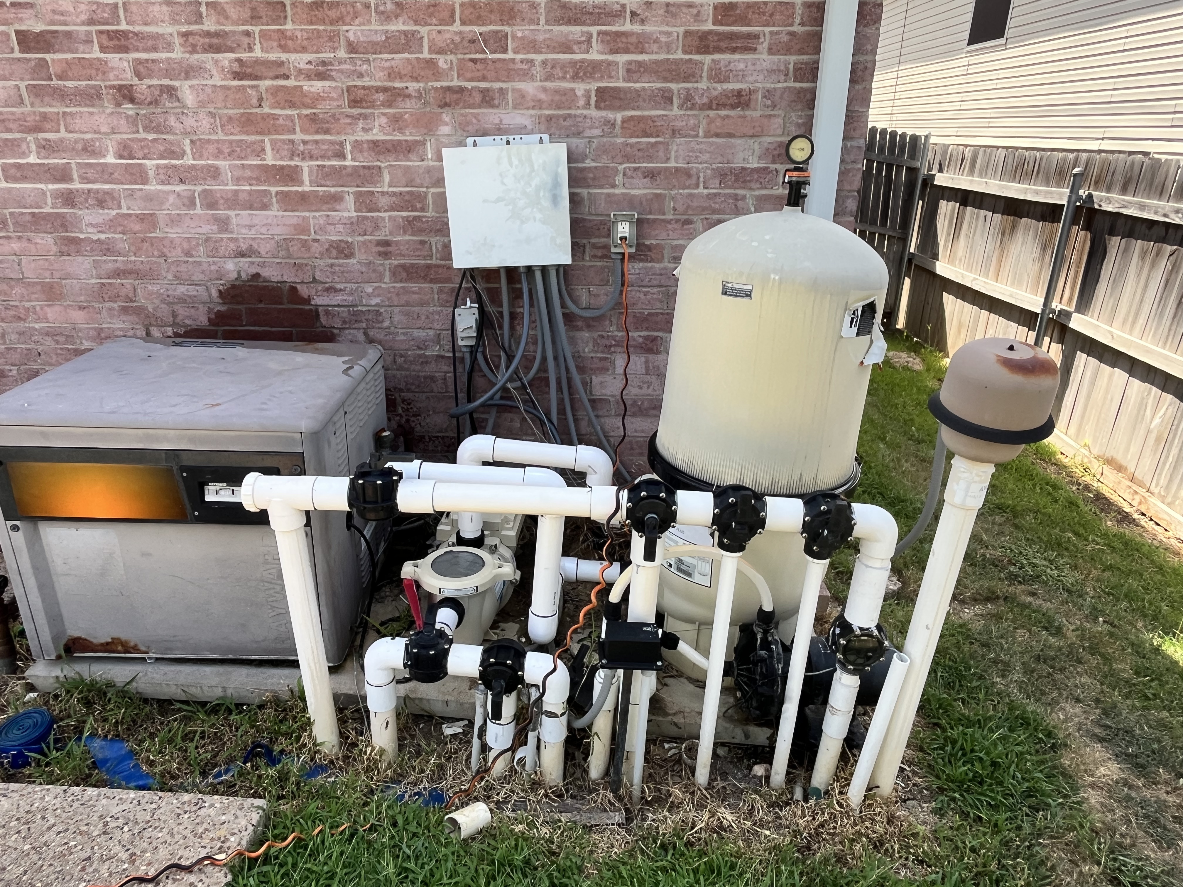 Pool pump, heater, and filter equipment check during pool service in Irving TX and Las Colinas